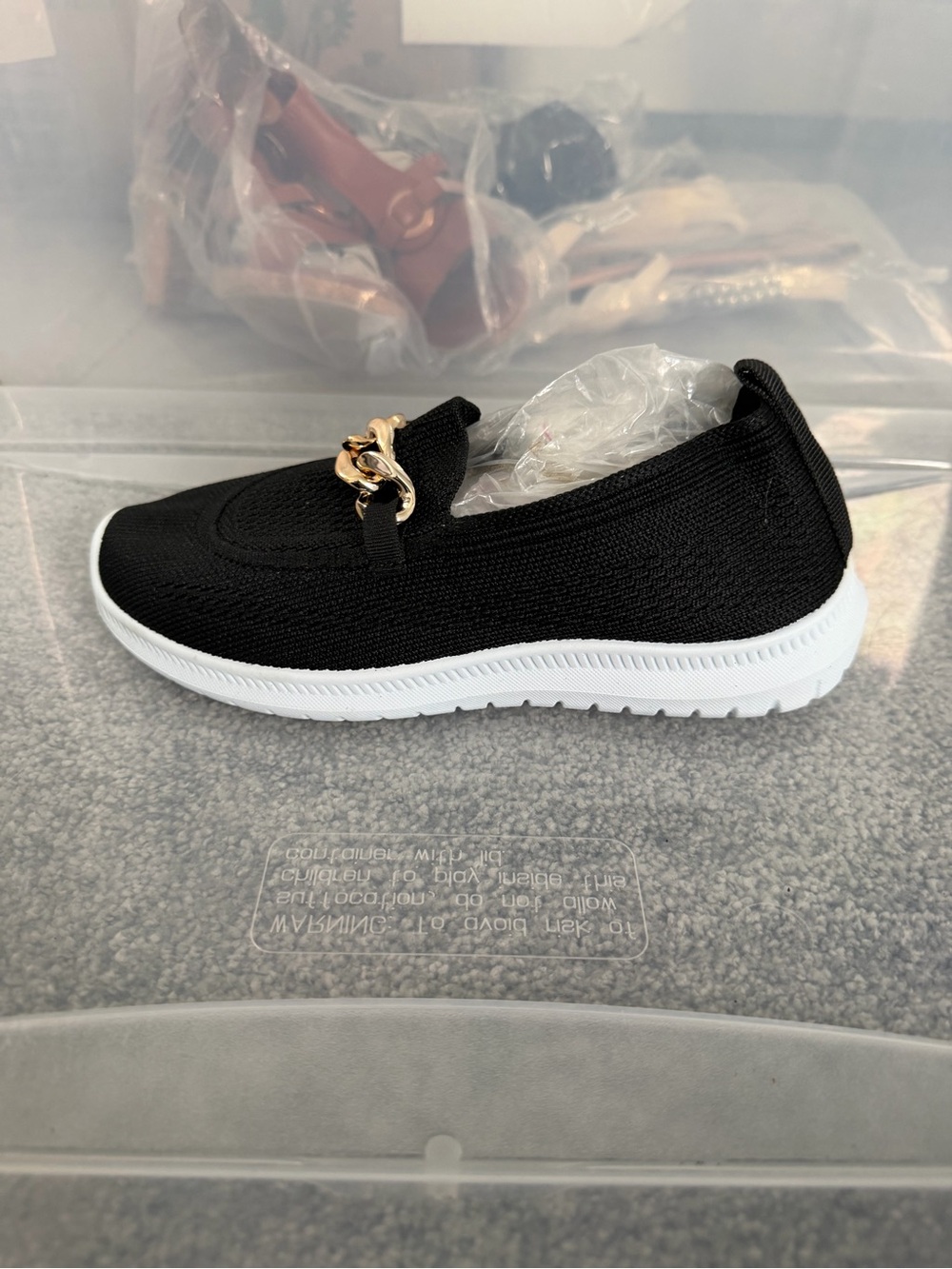 Yasirun Women’s Slip On Comfort Sneakers Black Gold detail size 7 M US